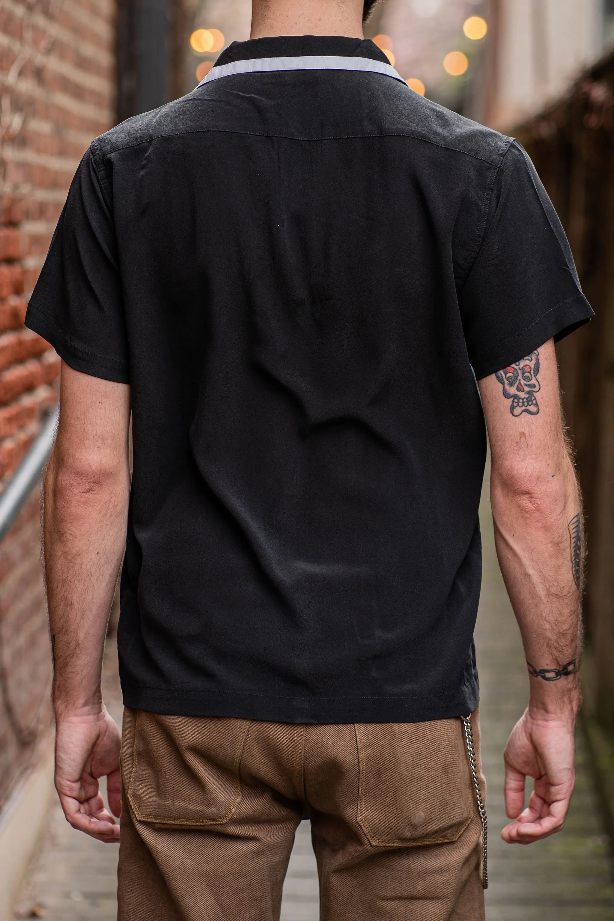 3sixteen Bowling Shirt - Black Silk