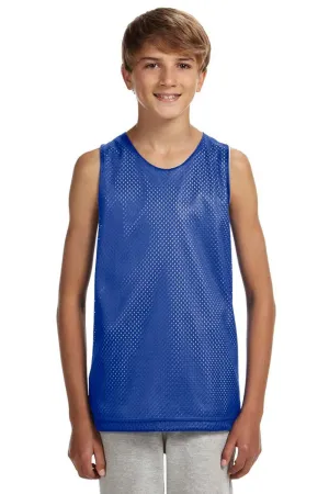 A4 Youth Reversible Moisture Wicking Mesh Tank Top - Royal Blue/White