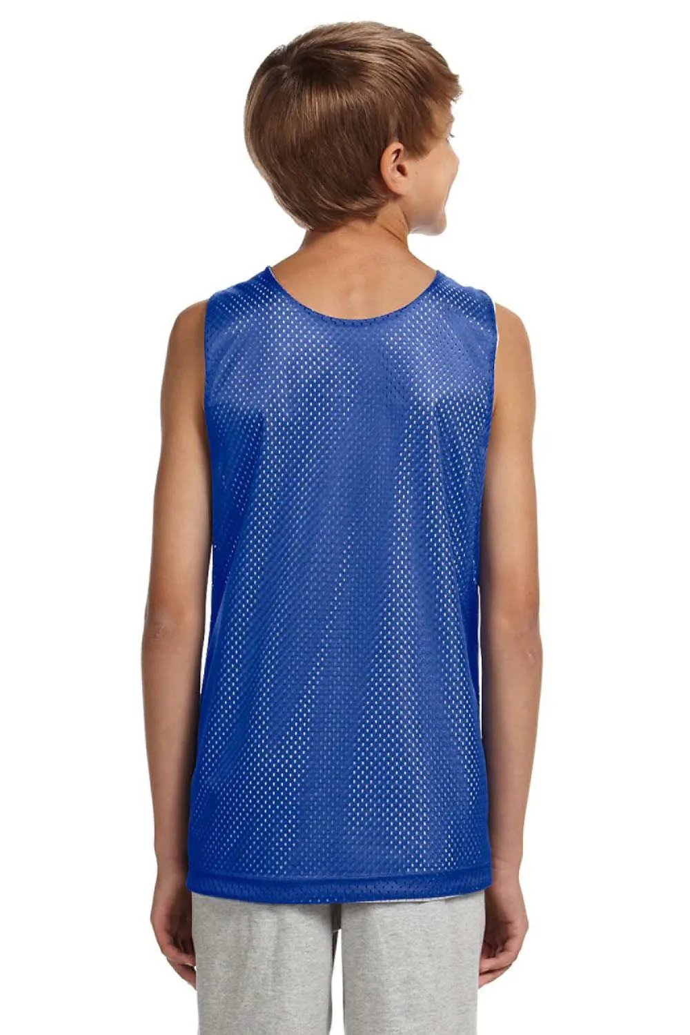 A4 Youth Reversible Moisture Wicking Mesh Tank Top - Royal Blue/White