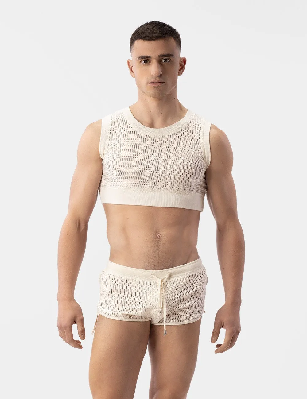 Barcode Berlin Luz crochet cropped top nude