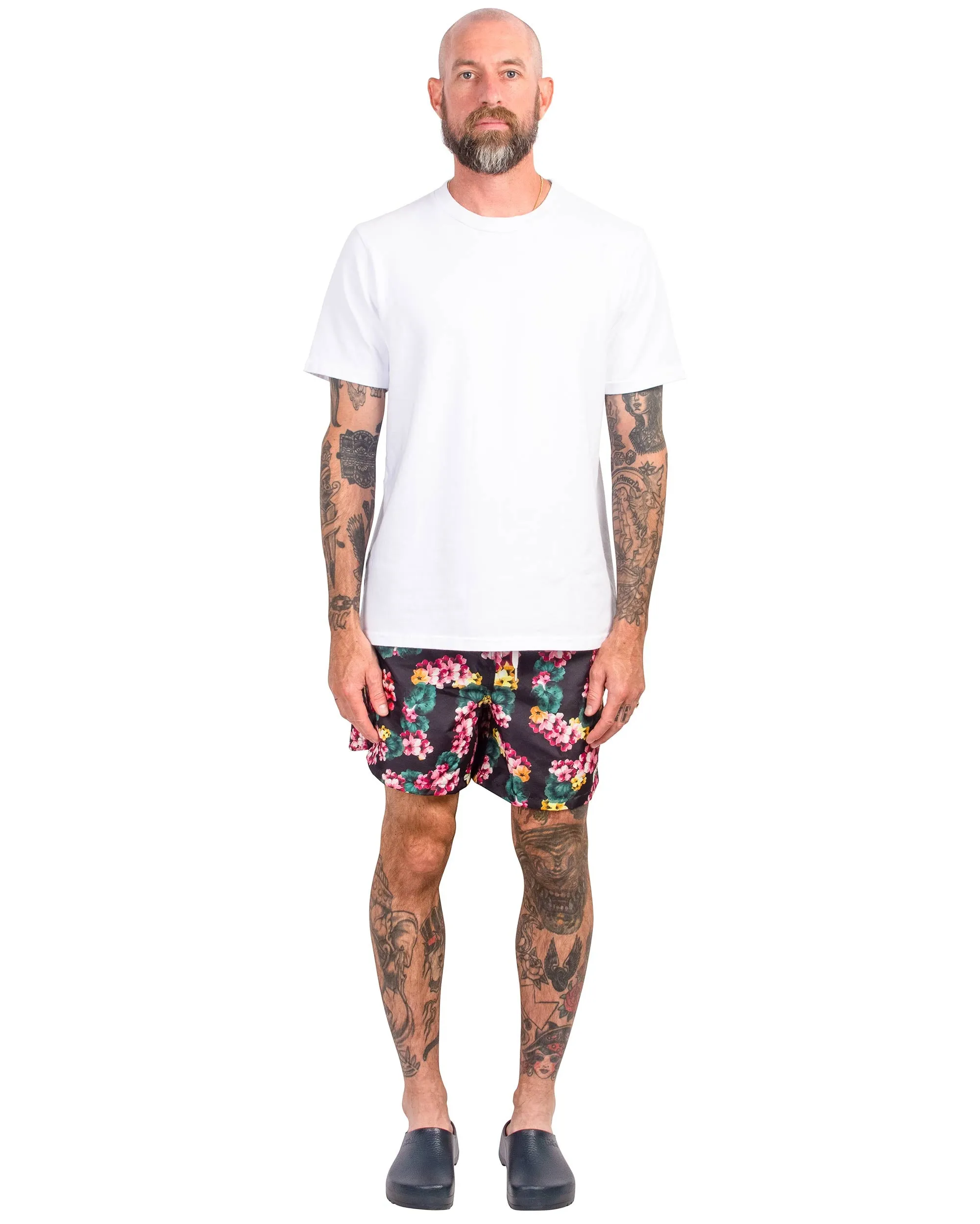 Bather Black Floral Lei Swim Trunk