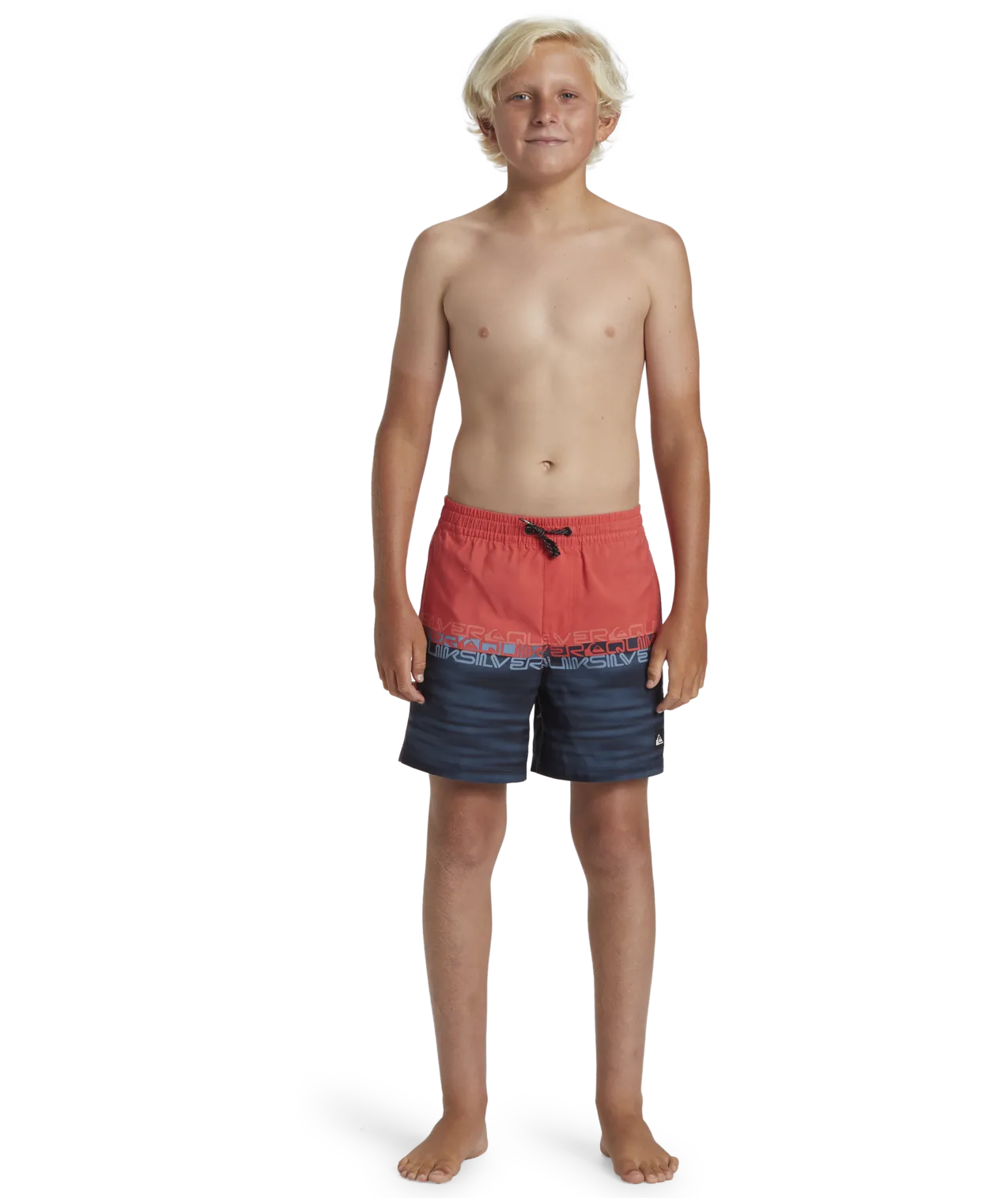 Boys Everyday Wordblock Volley Shorts in Cayenne