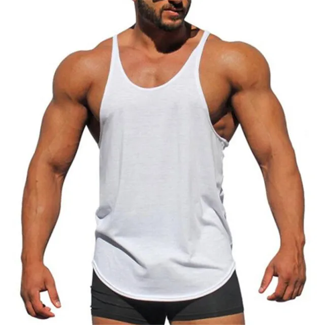 Cotton Sleeveless Shirt Casual Fashion Fitness Stringer Tank Top Men bodybuilding Clothing M-XXL