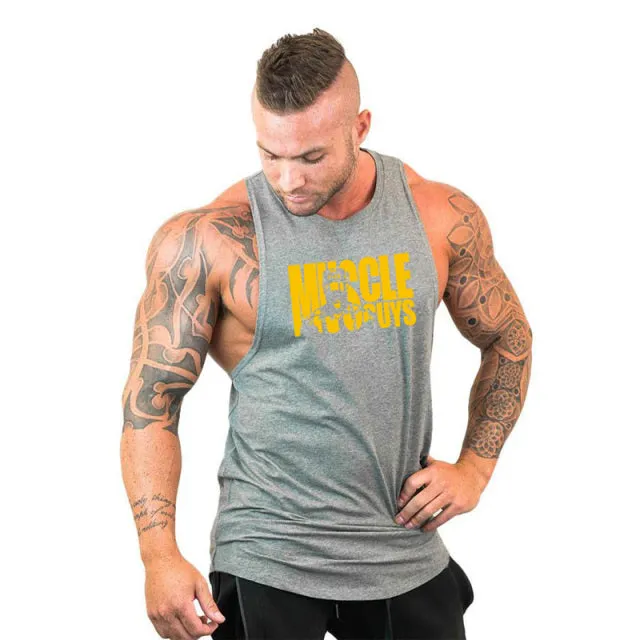 Cotton Sleeveless Shirt Casual Fashion Fitness Stringer Tank Top Men bodybuilding Clothing M-XXL