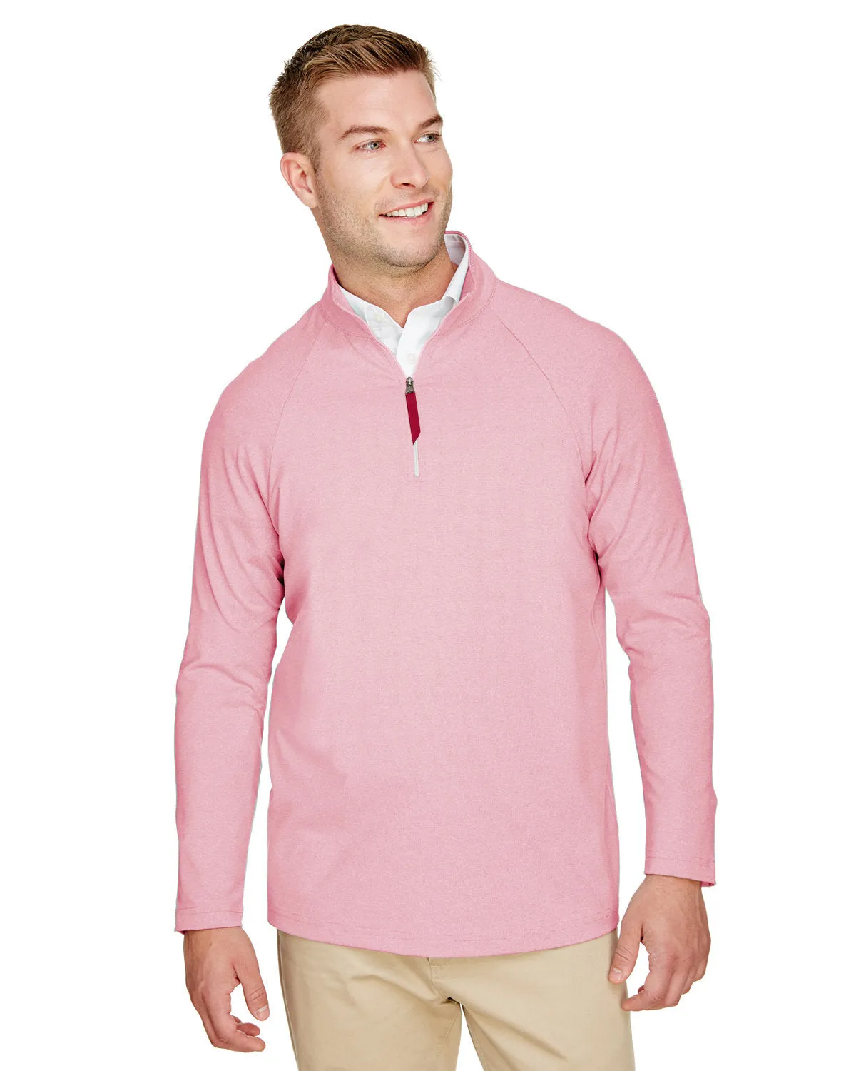 Crownlux Performance Mens Clubhouse Micro-Stripe Quarter-Zip