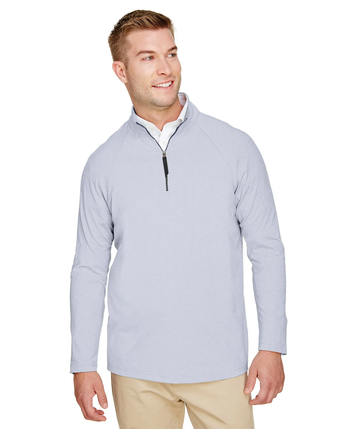 Crownlux Performance Mens Clubhouse Micro-Stripe Quarter-Zip