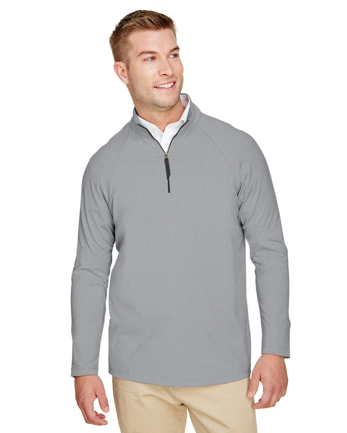 Crownlux Performance Mens Clubhouse Micro-Stripe Quarter-Zip