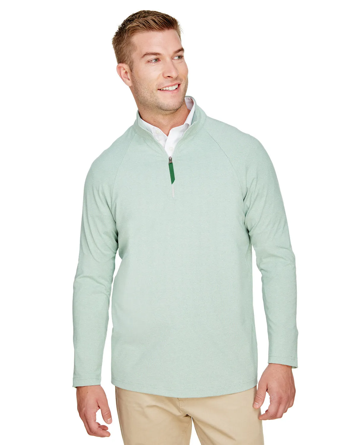 Crownlux Performance Mens Clubhouse Micro-Stripe Quarter-Zip
