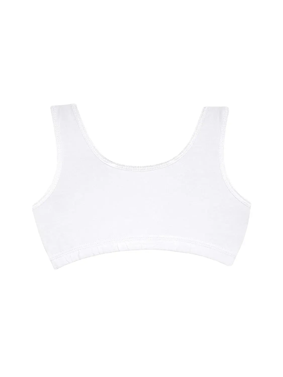 Double-Layer Broad Strap Cotton Sports Bra | Non Padded Bra | Printed White Bra