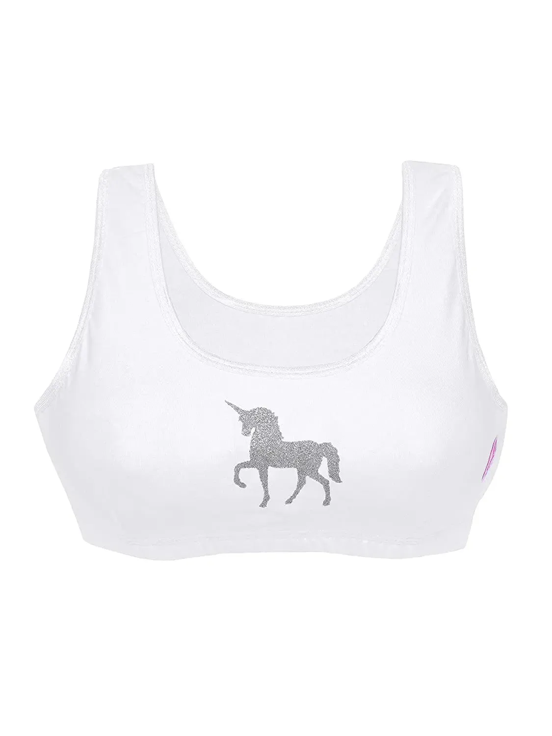 Double-Layer Broad Strap Cotton Sports Bra | Non Padded Bra | Printed White Bra