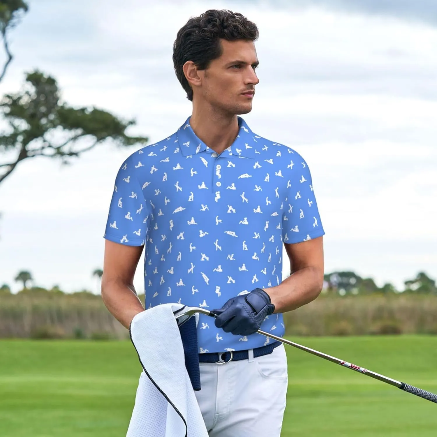 Golf Shirts for Men, Funny Golf Polo Moisture Wicking Dry Fit Short Sleeve
