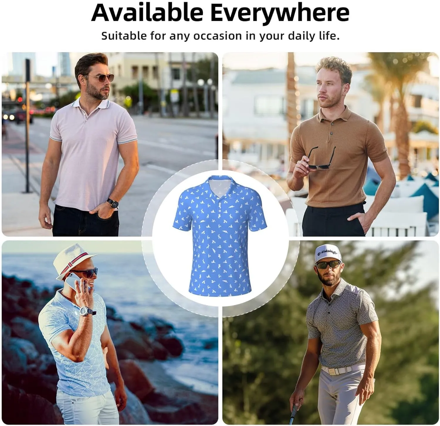 Golf Shirts for Men, Funny Golf Polo Moisture Wicking Dry Fit Short Sleeve