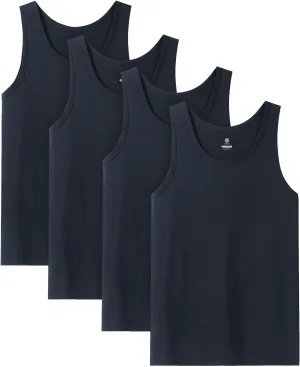 LAPASA Men's 100% Cotton Tank Top Ultra Soft Sleeveless Crewneck Breathable A-Shirts Basic Solid Undershirts Vest 4 Pack M36