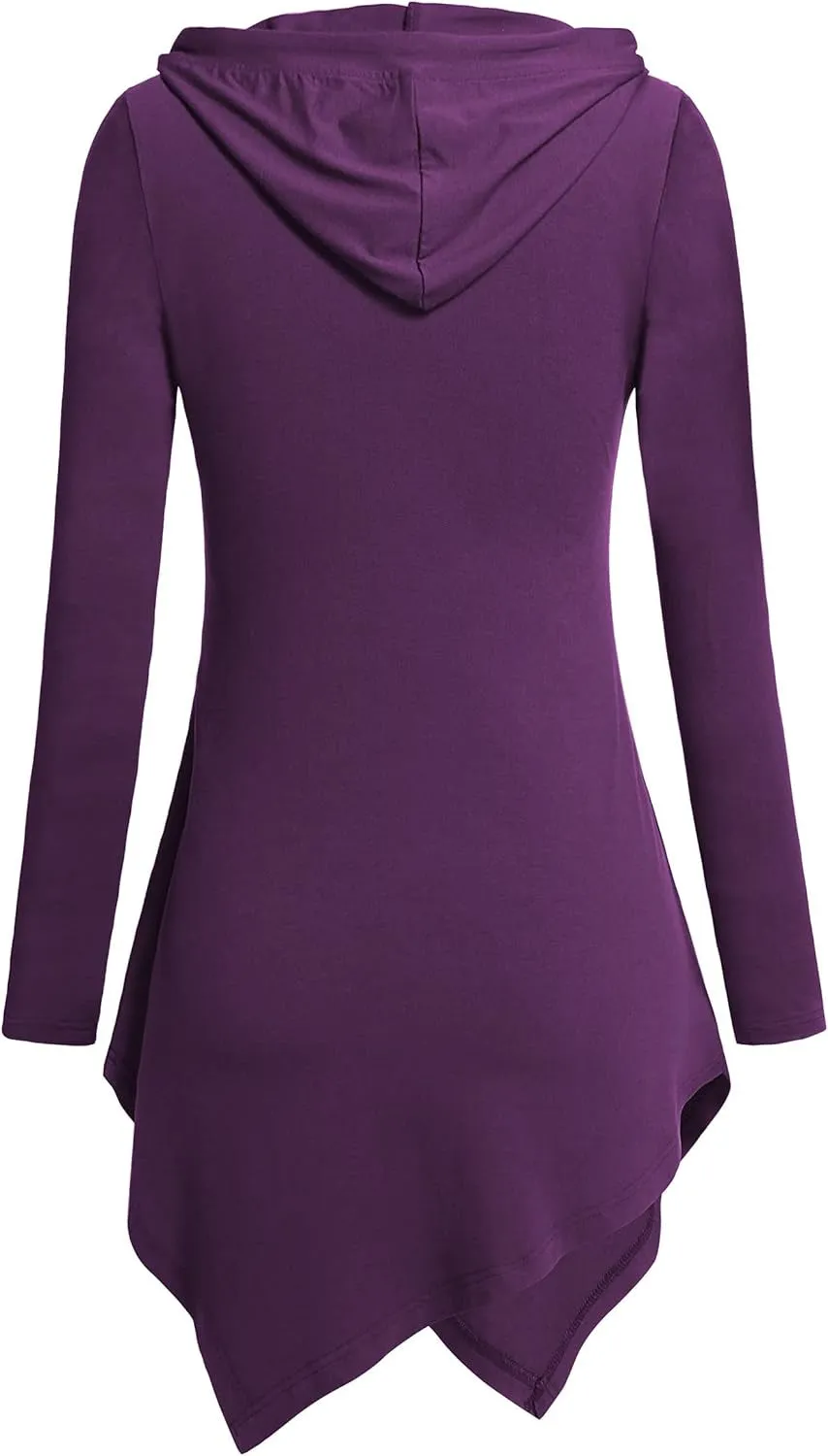 Long Shirts for Women,Womens Flared Hemline Hoodies Long Sleeves Spandex plus Size Tunics Swing Loose Hoody Shirt Tunic Dresses Long Hooded Oversized Sweatshirts for Women Purple