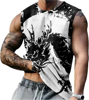 MARSVOVO Workout Tank Tops for Men Summer 2024 Fashion Animal Graphic Casual Sleeveless Breathable Quick-Dry Muscle Vest