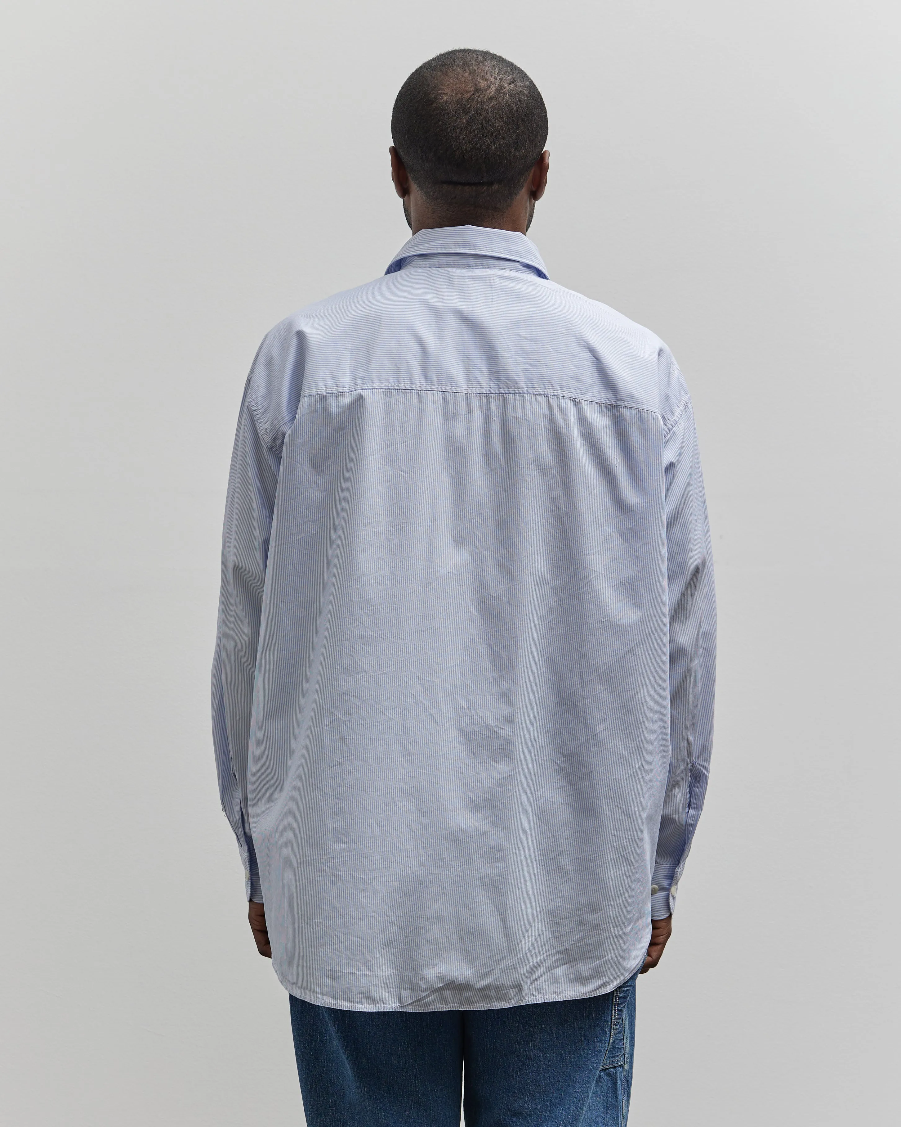 Merz b. Schwanen Oversized Unisex Shirt, White/Denim Blue