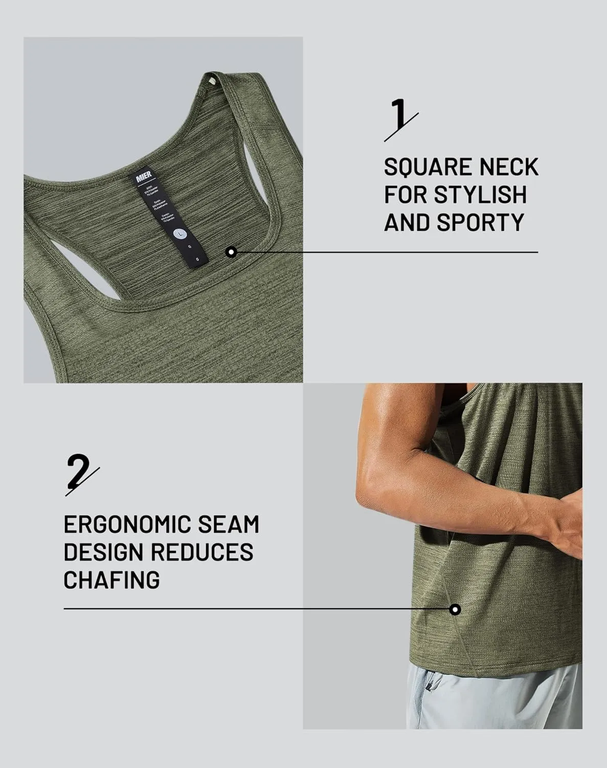 MIER Men's Sleeveless Workout Shirts Quick Dry Swim Athletic Gym Running Muscle Beach Tank Tops for Men