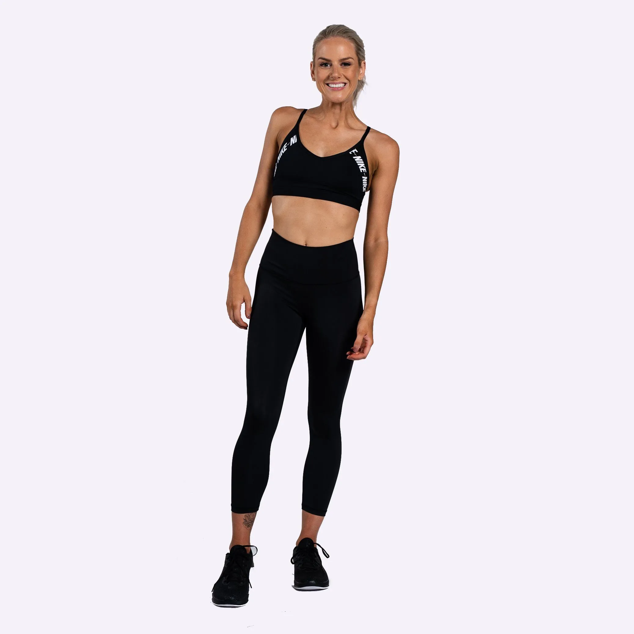Nike - Indy Women's Light-Support Logo Sports Bra - BLACK/WHITE