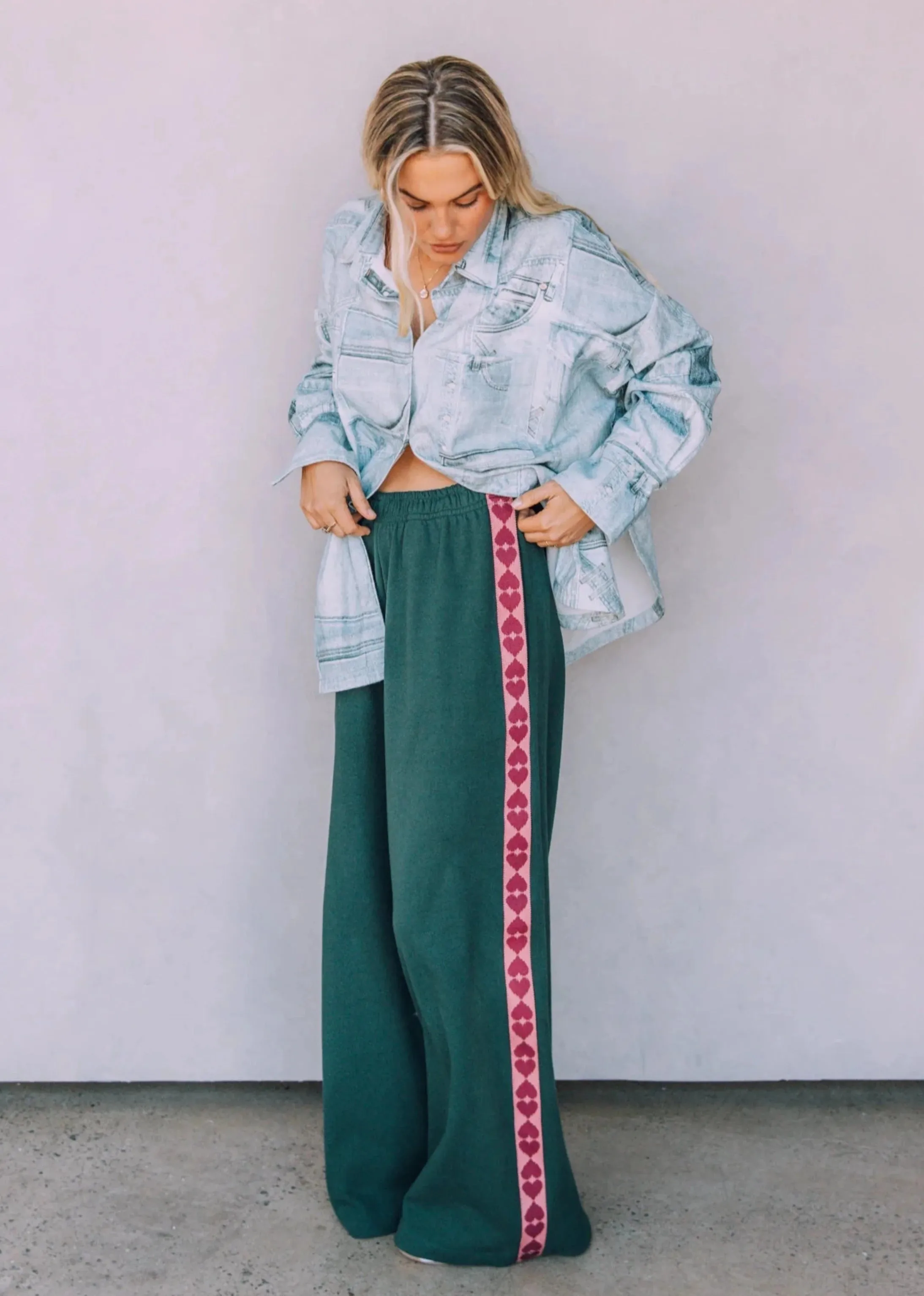 Raving Hearts Track Pant - Green