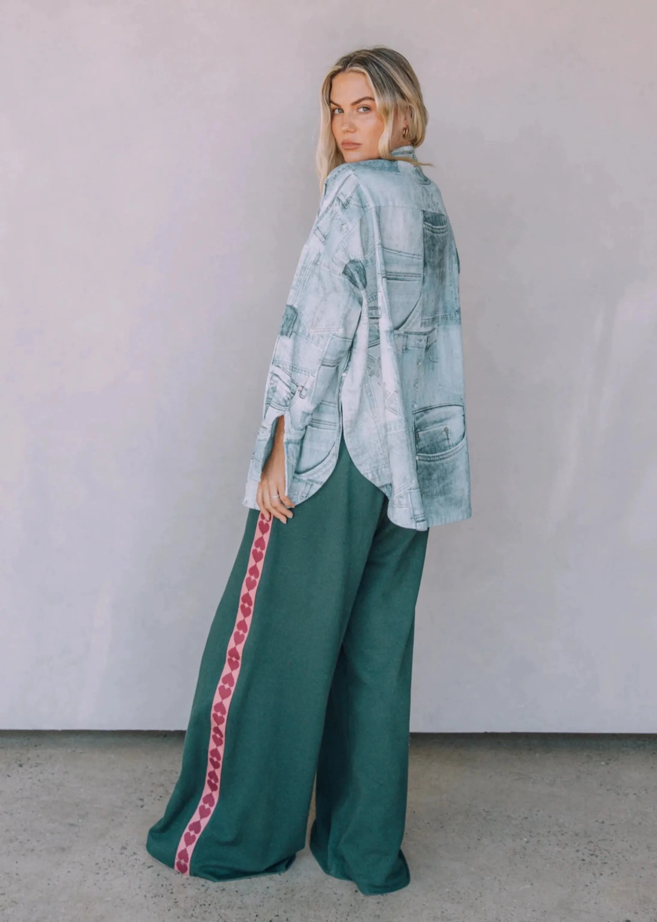 Raving Hearts Track Pant - Green