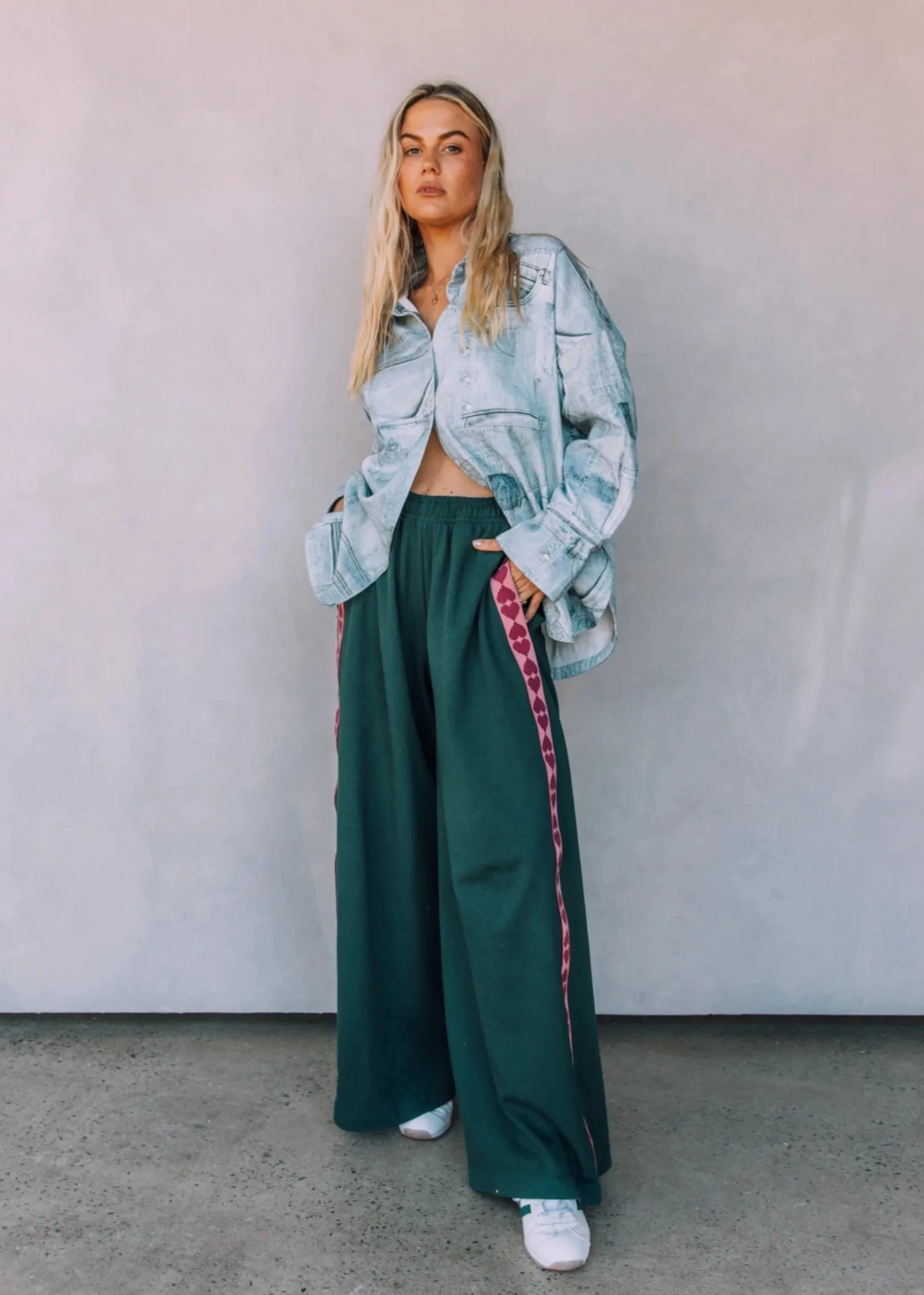 Raving Hearts Track Pant - Green