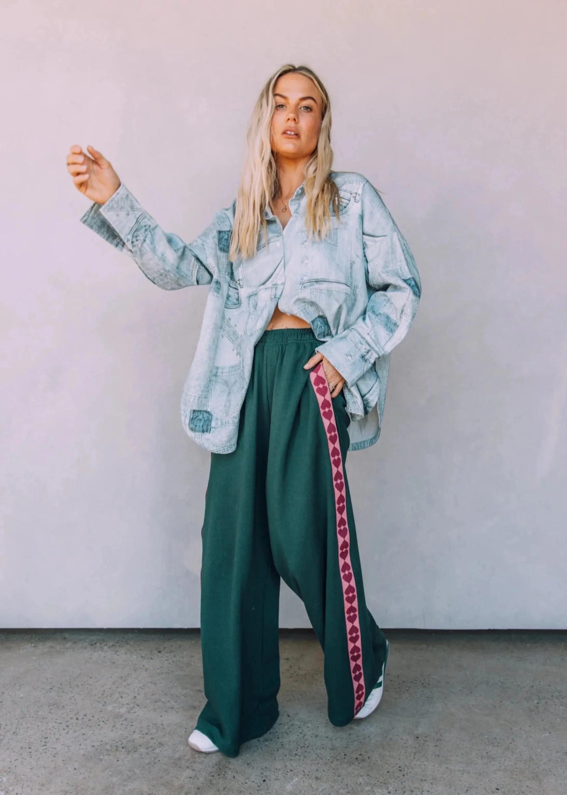 Raving Hearts Track Pant - Green