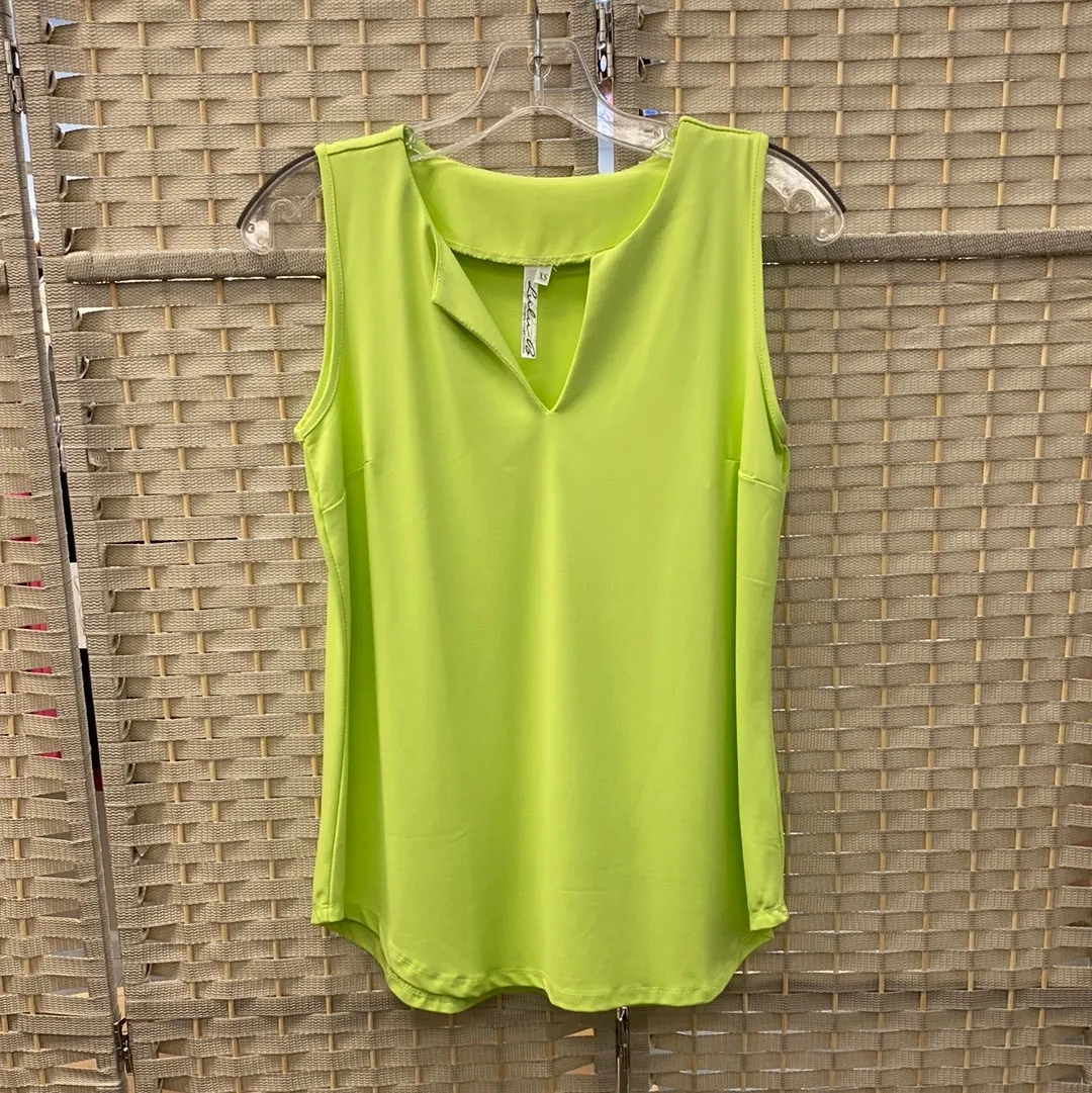 Sleeveless Keyhole Top-Key Lime