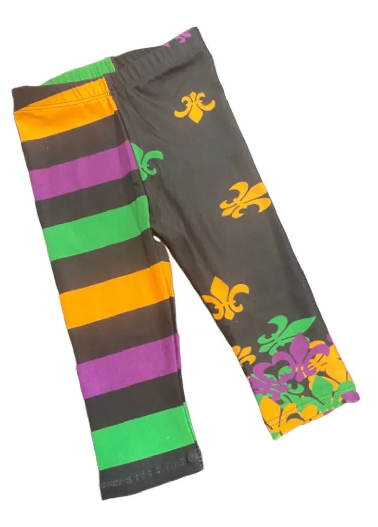 Spandex Leggings Youth - Fleur De Lis and Stripes