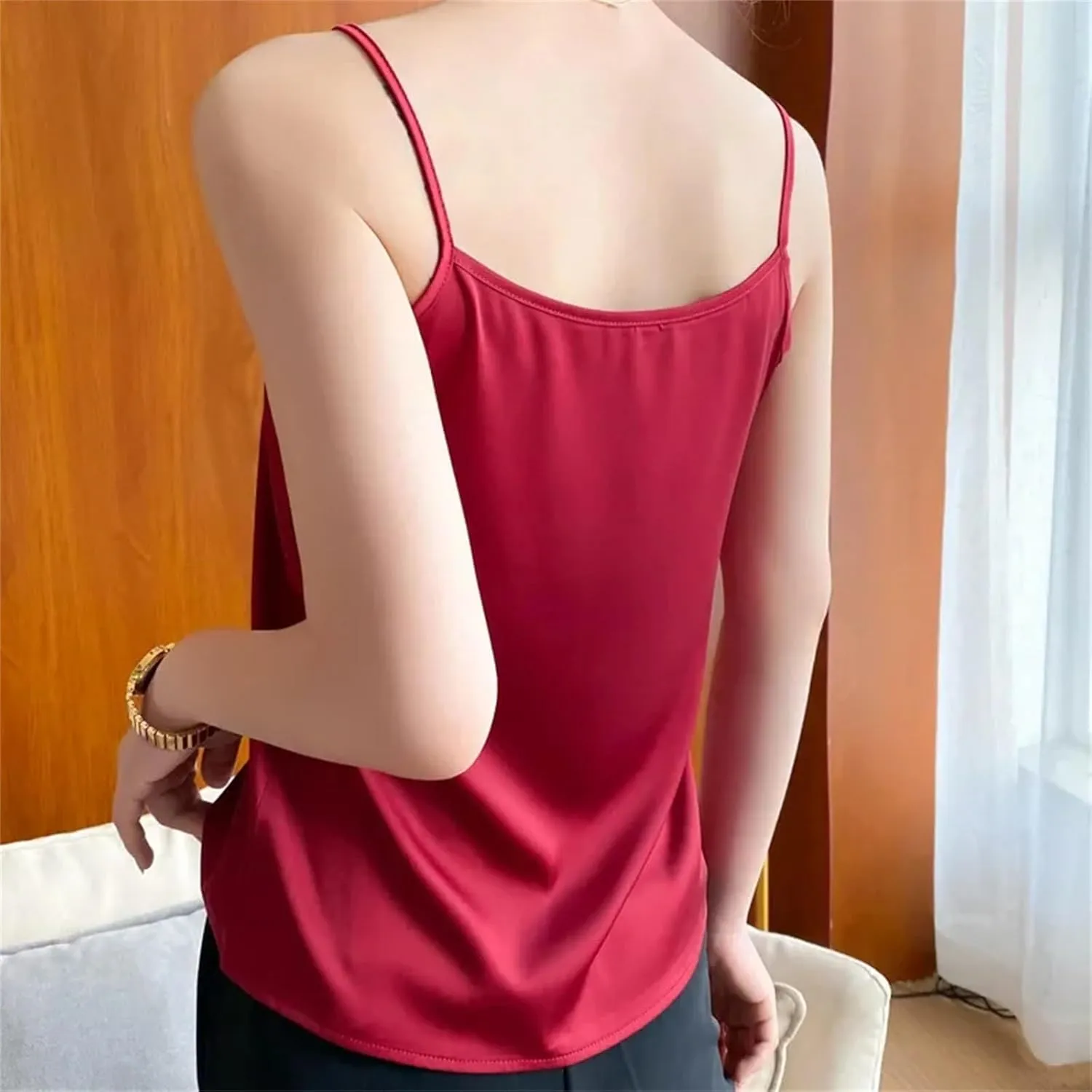 Women's Casual Camisole Top  Solid Color Sleeveless Tank Summer Bottoming Shirt Office Lady Fashion Blouse